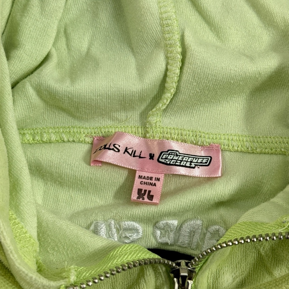 Dolls Kill x The Powerpuff Girls Size XL Sweatshirt Hoodie Velour Crop - Picture 8 of 9